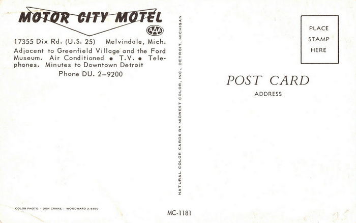 Motor City Motel - Old Postcard View (newer photo)